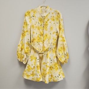 Zimmerman wonderland belted linen minidress